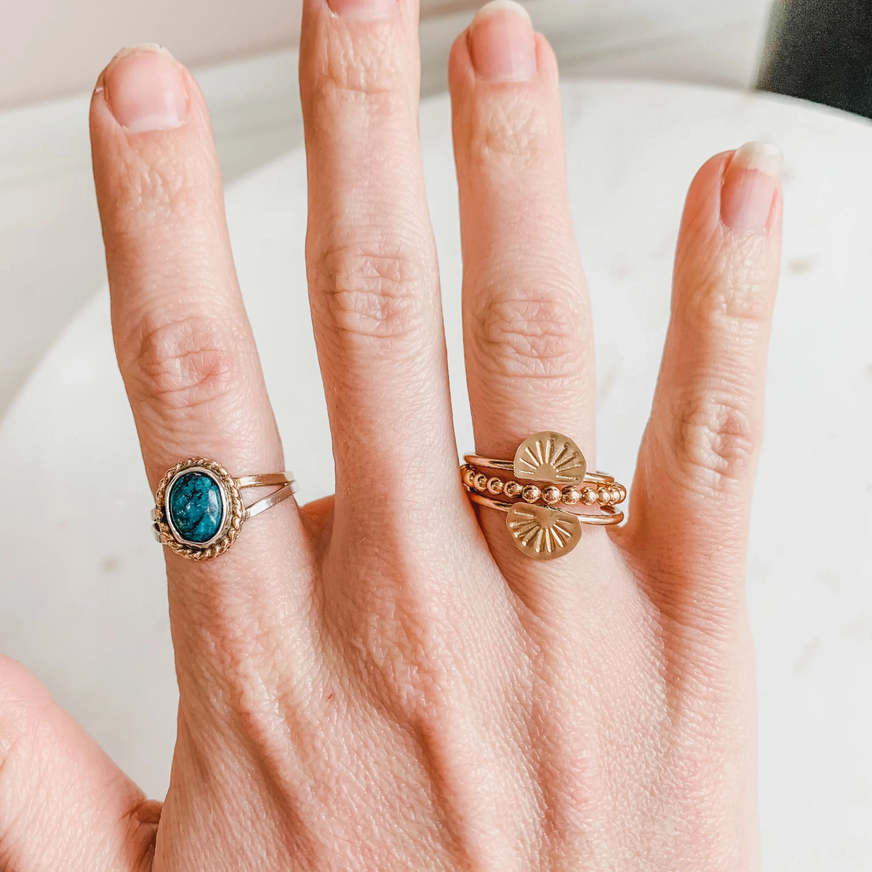 You Are the Sun Stacking Ring Gold