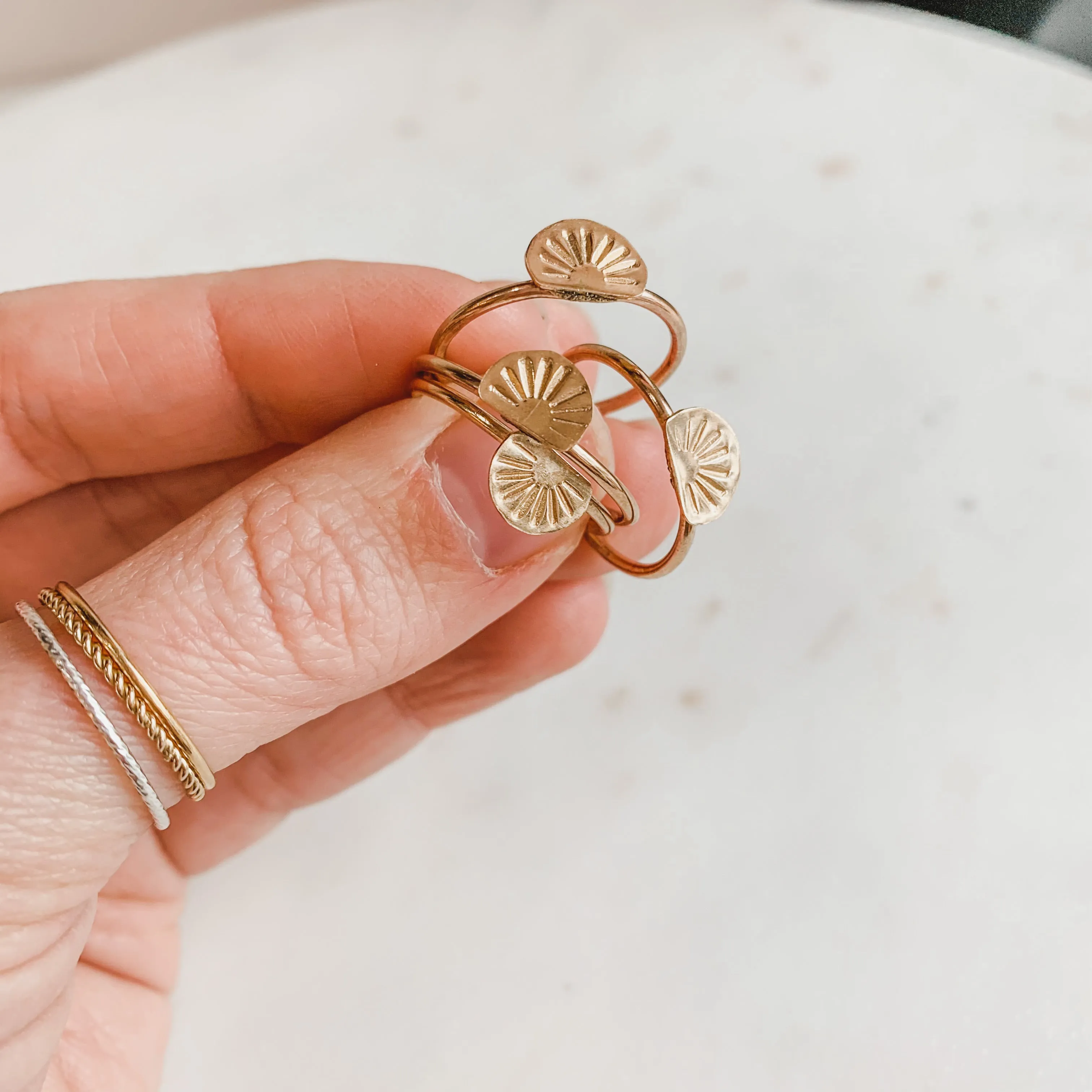 You Are the Sun Stacking Ring Gold