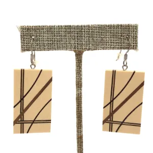 Young Fine Woodcraft - Shellacked Wood Earrings - Linear Regression (Holly, Padauk, Wenge, Yellowheart) #ED355