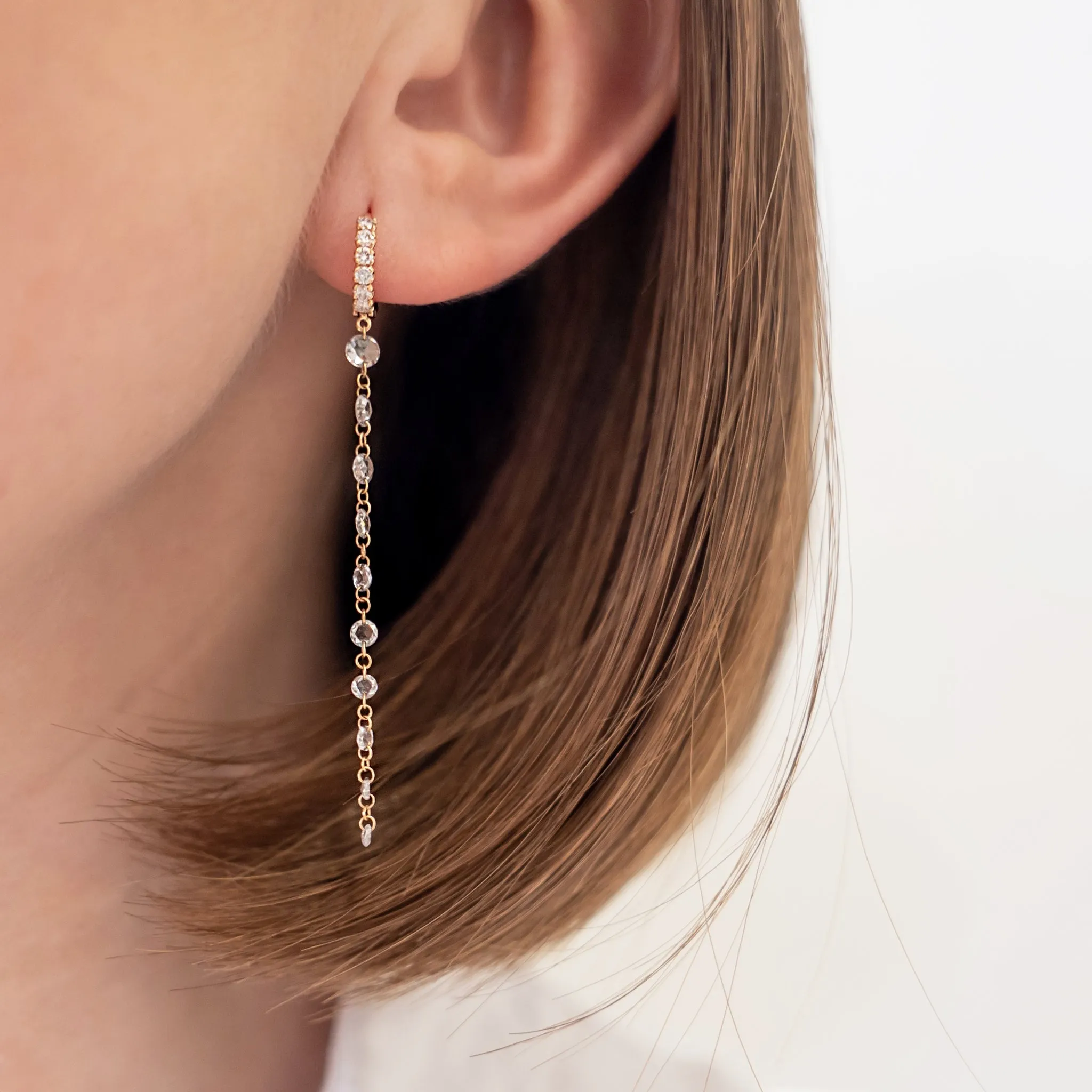 Zelda Cien White Diamond Linear Earrings